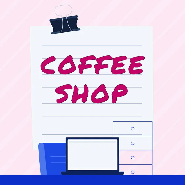 Hand Writing Sign Coffee Shop Business Showcase Small Informal Restaurant — Stockfoto