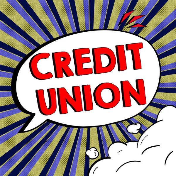 Sinal Escrita Mão Credit Union Conceito Que Significa Associação Cooperativa — Fotografia de Stock