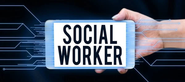 Inspiratie Toont Teken Social Worker Business Showcase Hulp Van Mensen — Stockfoto