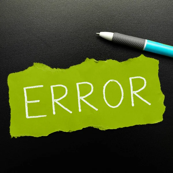 Sinal Escrita Mão Erro Erro Vitrine Negócios Condição Estar Errado — Fotografia de Stock