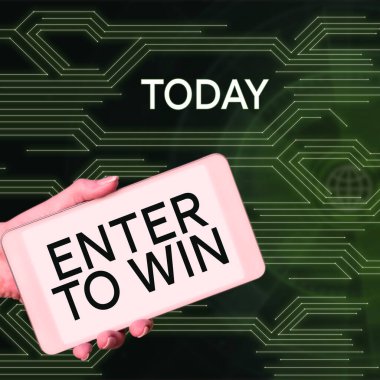 Kazanmak İçin Girin, İnternet Konseptini sunan metin başlığı ödül veya kazanma şansı karşılığında bir şey takas ediyor