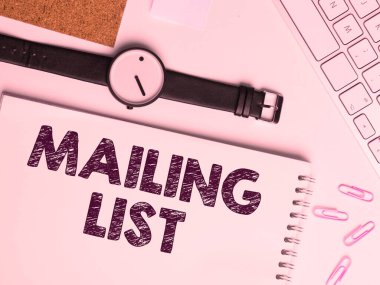 Handwriting text Mailing List, Word Written on list of people who subscribe to a periodic mailing distribution