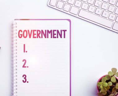 Metin Hükümeti 'nin gösterimi, Kelime Ülke devlet kuruluşunu yönetme yetkisi olan bir grup insana yazılıyor