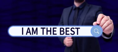 Kavramsal gösterim. Ben en iyisiyim, kavramsal fotoğraf. Bir gün daha felsefede yaşama konusunda minnettarız.