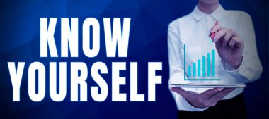 İlham kaynağı gösteren metin Kendinizi, İnternet Konseptini Sizi Güç ve Zayıflıkları Anlamakta Bulun Kimliği