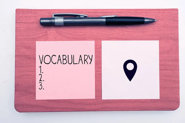 Hand Writing Sign Vocabulary Business Approach Collection Words Phrases Alphabetically — ストック写真