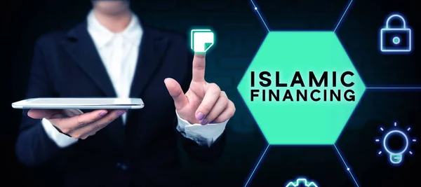 Text Sign Showing Islamic Financing Conceptual Photo Banking Activity Investment — Foto Stock