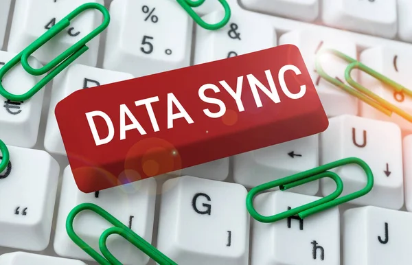 Kézírás Jel Data Sync Internet Concept Adatok Folyamatosan Generált Különböző — Stock Fotó