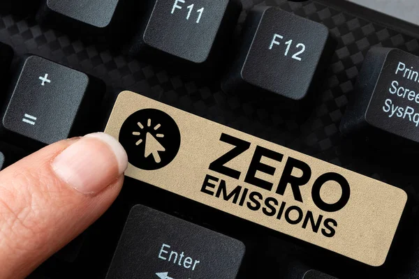 Hand Writing Sign Zero Emissions Business Overview Emits Waste Products — Stockfoto