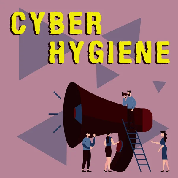 Texto Que Muestra Inspiración Cyber Hygiene Pasos Del Concepto Negocio — Foto de Stock
