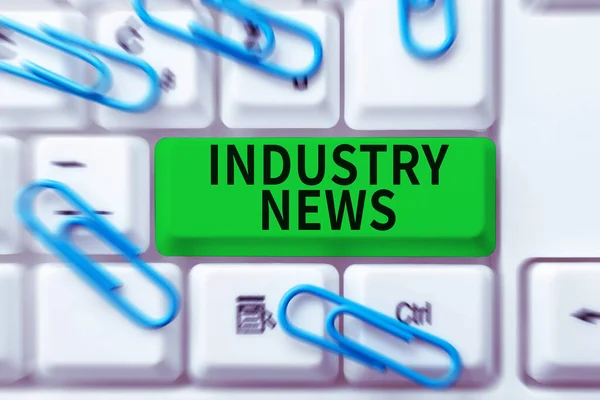 Sign Displaying Industry News Business Concept Technical Market Report Manufacturing — Stock Fotó
