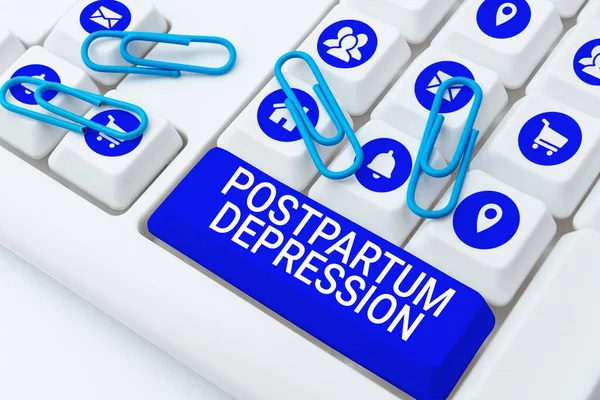 Conceptual display Postpartum Depression, Internet Concept a mood disorder involving intense depression after giving birth