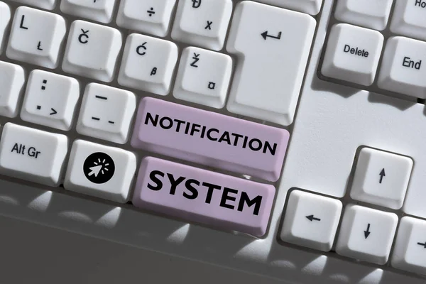 Subtítulos Conceptual Notification System Concept Meaning Olvides Estar Conectado Redes — Foto de Stock