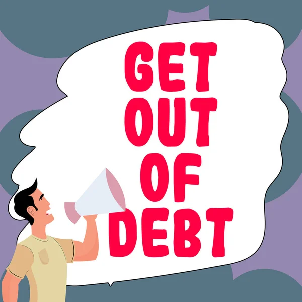 Inspiráció Mutató Jel Get Out Debt Word Írta Nincs Kilátás — Stock Fotó