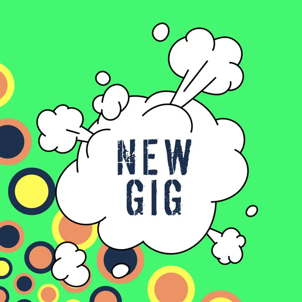 Inspiracja Pokazując Znak New Gig Pomysł Biznes Stanie Uzyskać Regularną — Zdjęcie stockowe