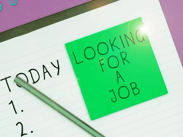 Znak Ręcznego Pisania Szuka Pracy Przegląd Działalności Bezrobotni Poszukujący Pracy — Zdjęcie stockowe