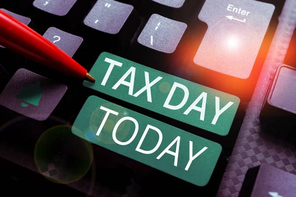 Texto Que Muestra Inspiración Tax Day Business Muestra Término Coloquial — Foto de Stock