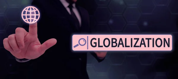 Skriva Text Globalisering Affärsidé Utveckling Alltmer Integrerad Global Ekonomi Markerad — Stockfoto