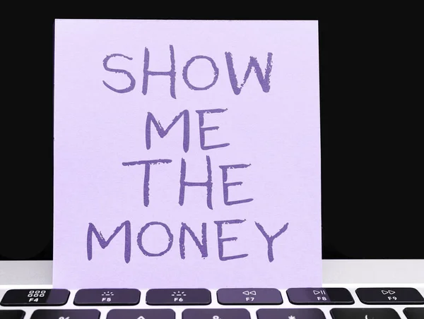 Texto Mano Show Money Concept Que Significa Mostrar Efectivo Antes — Foto de Stock