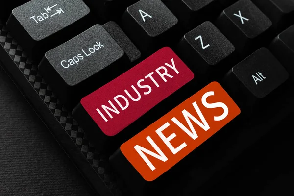 Inspiratie Met Uithangbord Industry News Business Showcase Technisch Marktrapport Manufacturing — Stockfoto