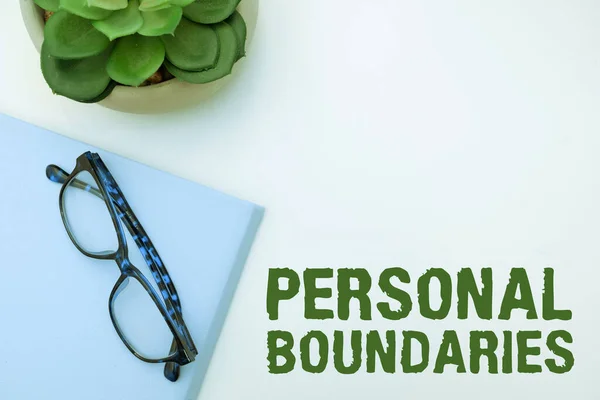 stock image Conceptual display Personal Boundaries, Word for something that indicates limit or extent in interaction with personality