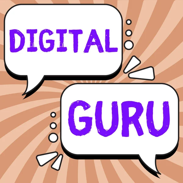 Skylt Med Digital Guru Word För Lärare Och Intellektuell Guide — Stockfoto