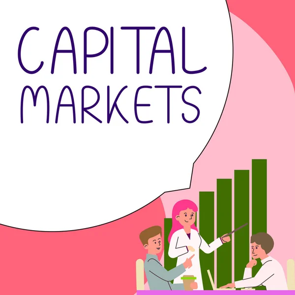 Señal Que Muestra Los Mercados Capitales Escaparate Negocios Permitir Las — Foto de Stock