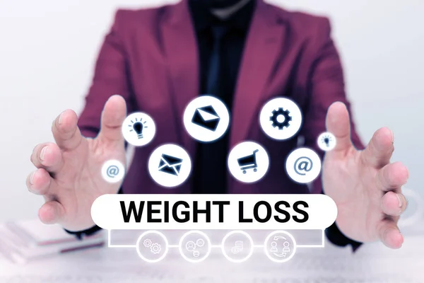 Bildunterschrift Gewichtsverlust Konzeptionelle Foto Verringerung Der Körperflüssigkeit Muskelmasse Reduzieren Fett — Stockfoto