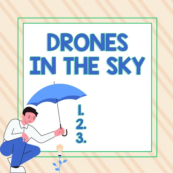 Leyenda Conceptual Drones Cielo Concepto Internet Avance Tecnología Moderna Cámaras —  Fotos de Stock