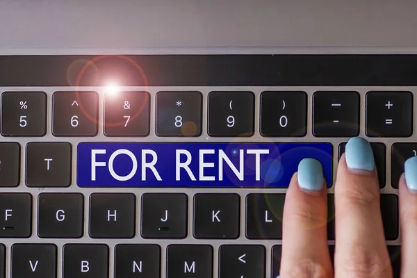 Sign Displaying Rent Word Written You Make Property Available Purchasing — Stock Photo, Image