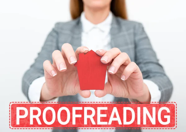 Text Caption Presenting Proofreading Internet Concept Act Reading Marking Spelling — Fotografia de Stock
