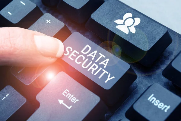 Señal Escritura Mano Seguridad Datos Concepto Internet Confidencialidad Cifrado Disco — Foto de Stock