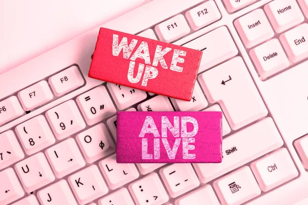 Sign Weergeven Wake Live Concept Betekenis Motivatie Inspiratie Aanmoediging Voor — Stockfoto