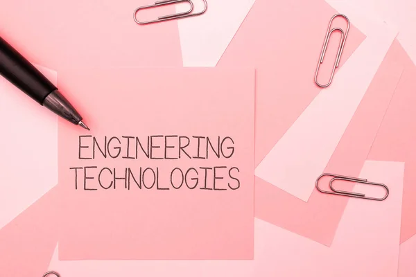 Écriture Main Signe Engineering Technologies Word Pour Traiter Avec Base — Photo
