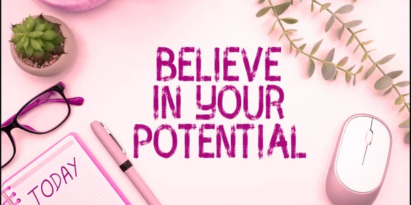 Text Showing Inspiration Believe Your Potential Word Have Self Confidence — Photo
