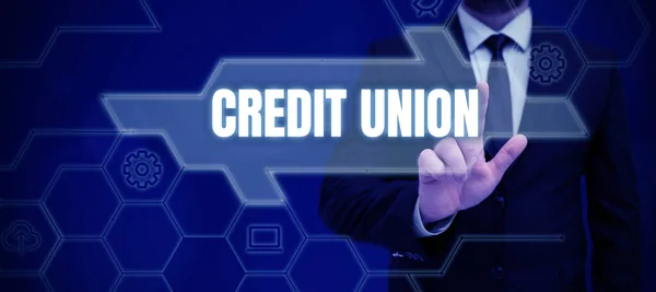 Textový Nápis Ukazující Credit Union Podnikatelský Nápad Družstevní Sdružení Které — Stock fotografie