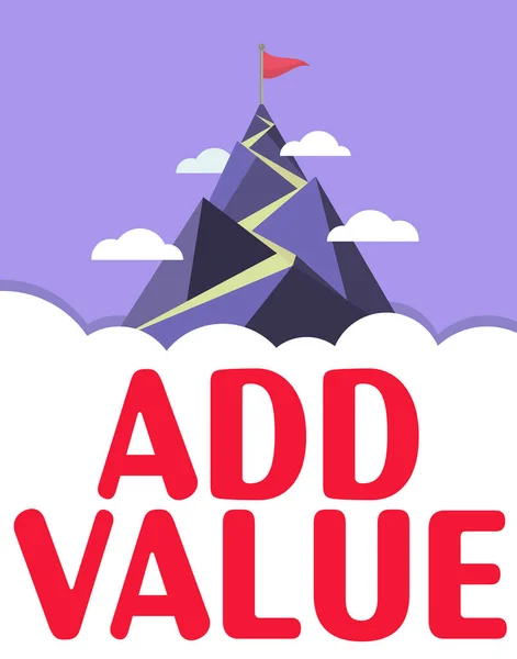 Текстовый Знак Показывающий Add Value Business Idea Улучшение Дополнение Чему — стоковое фото