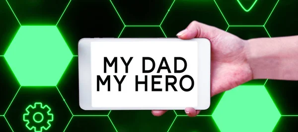 Handschrift Tekst Dad Hero Zakelijk Overzicht Bewondering Voor Vader Liefde — Stockfoto