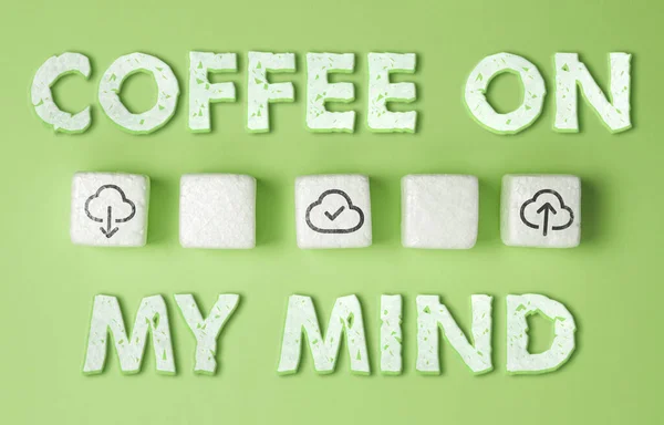 Konzeptionelle Anzeige Kaffee Kopf Wort Über Kaffeesüchtigkeit Das Pause Denkt — Stockfoto