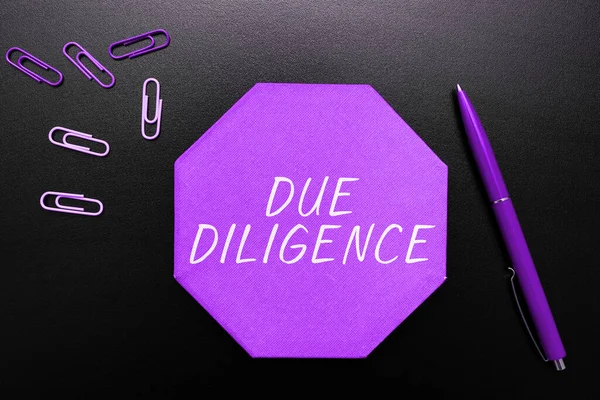 Text Sign Showing Due Diligence Business Idea Avoid Harming Other — Stock Photo, Image