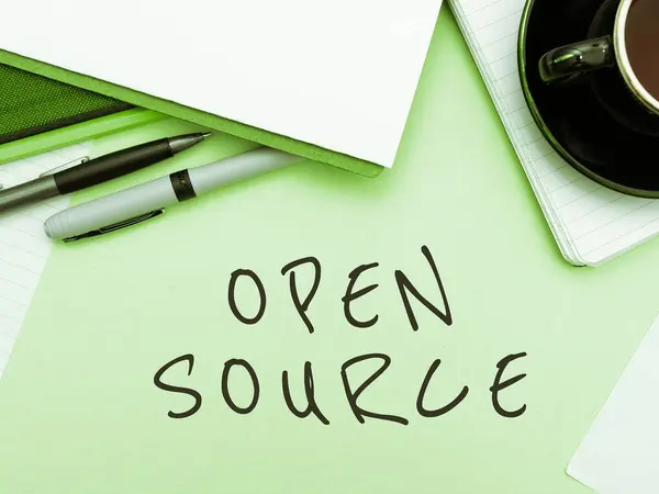 Text Sign Showing Open Source Business Approach Denoting Software Which — Foto de Stock