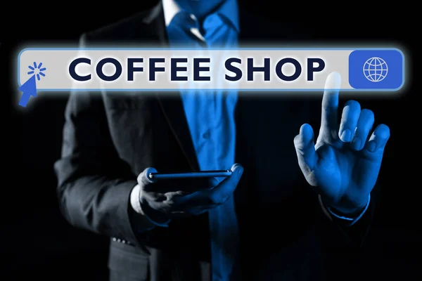 Sign Weergeven Coffee Shop Business Idee Kleine Informele Restaurant Serveert — Stockfoto