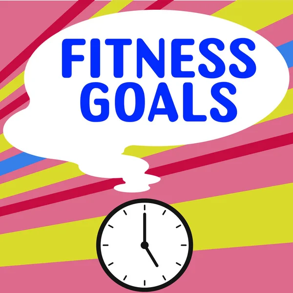 Sign displaying Fitness Goals, Conceptual photo Loose fat Build muscle Getting stronger Conditioning
