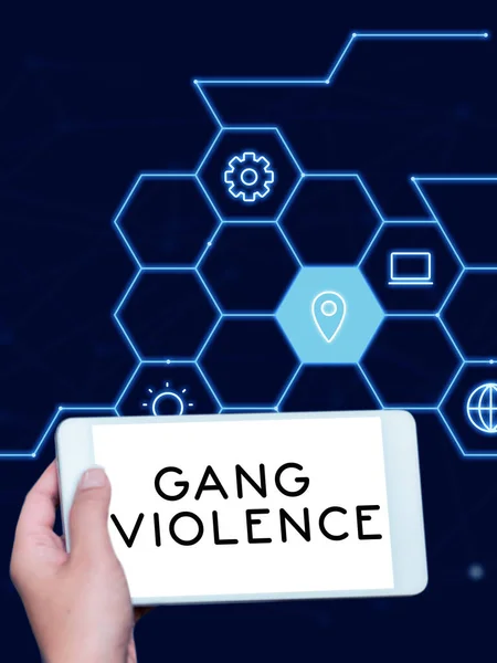 Texto Caligrafia Violência Gangues Panorama Negócios Violação Das Leis Causadas — Fotografia de Stock