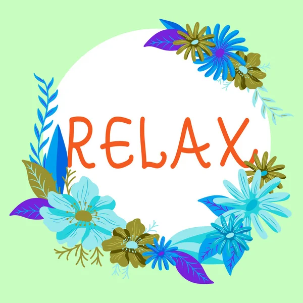 Mostra Segno Relax Parola Rendere Diventare Meno Teso Ansioso Calmare — Foto Stock