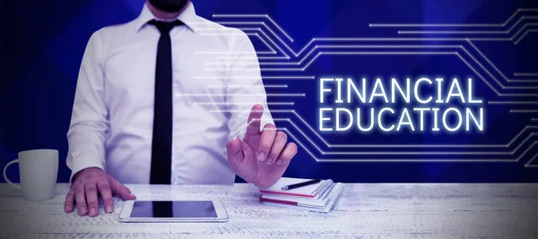 Ręczne Pisanie Znaku Edukacja Finansowa Business Showcase Zrozumienie Obszarów Walutowych — Zdjęcie stockowe