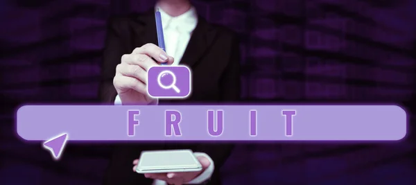Inspiração Mostrando Sinal Fruta Internet Conceito Doce Carnudo Produto Uma — Fotografia de Stock