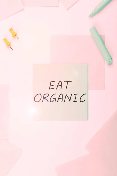 Exibição Conceitual Comer Organic Palavra Escrito Redução Comer Doces Controle — Fotografia de Stock