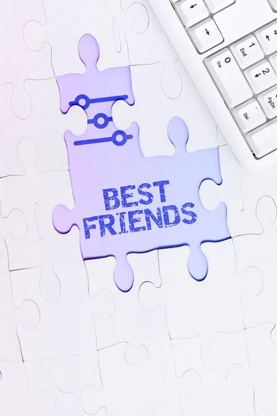Texto Que Muestra Inspiración Best Friends Internet Concept Una Persona —  Fotos de Stock