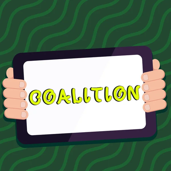 Schreiben Von Text Koalition Wort Für Ein Zeitweiliges Bündnis Unterschiedlicher — Stockfoto